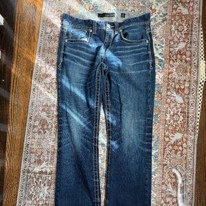 BKE Buckle Black Men’s 32R Bootcut Jeans Medium Wash Distressed